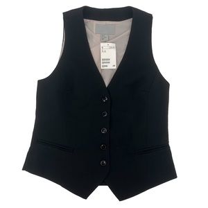 NWT h&m Women's Black Fitted V-Neck Button Vest Size 10